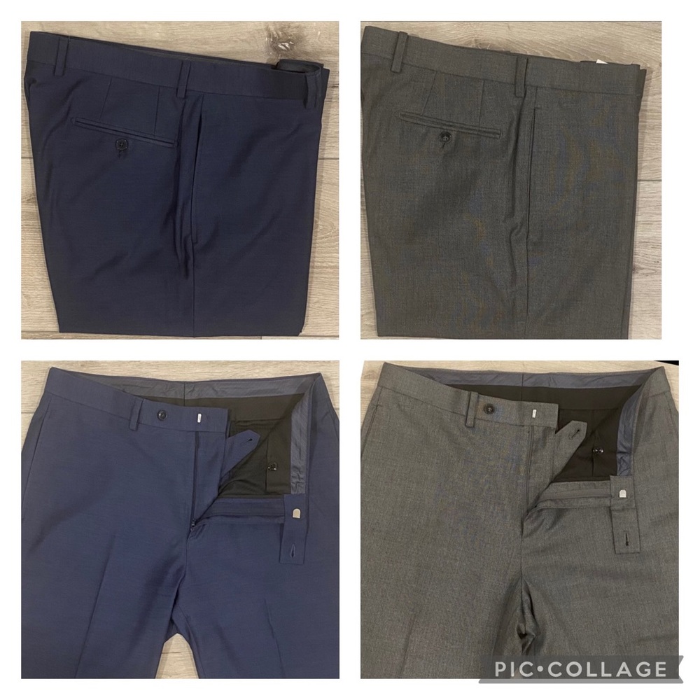 Bundle of 2 Calvin Klein Men Classic Dress Pants, Blue & Gray , Size 34/32, Used